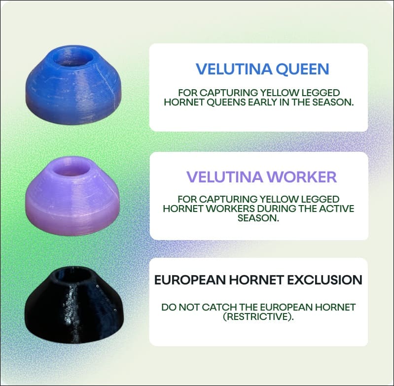Ornetin UV nozzles for queens, workers, and European hornet exclusion