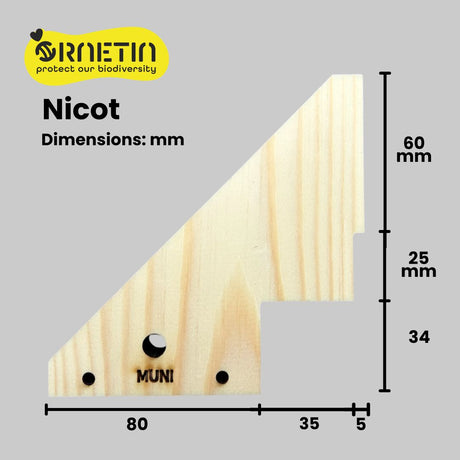 Wooden Side Part of Ornetin Muzzle Nicot Dimensions